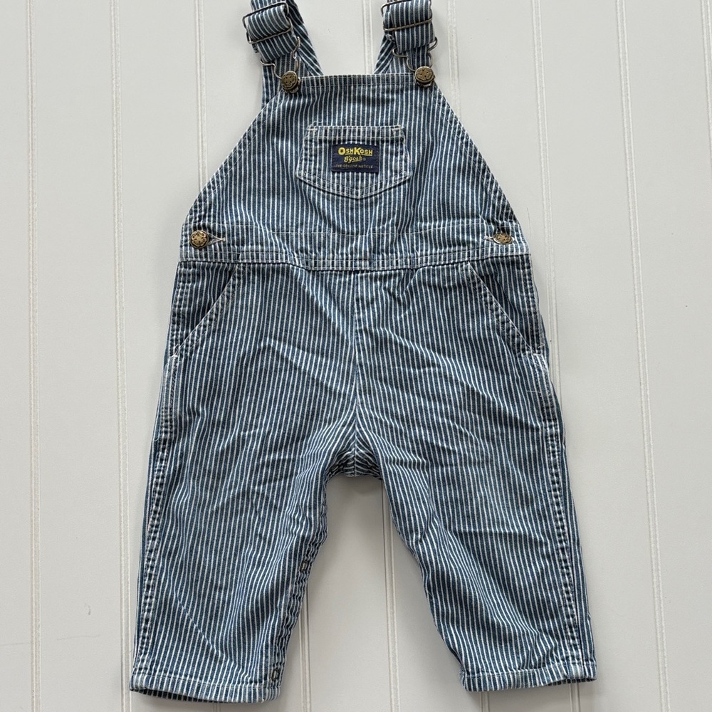 Vintage Oshkosh B’Gosh Blue and White Stripe Overalls 18M Made in Canada